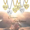 Charms U7 Collar con colgante de corazón, joyería de acero inoxidable grabada personalizada, nombres de familiares, regalo de piedra natal para mujeres y niñas 231204