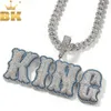 Pendant Necklaces TBTK Custom Bold Spiny Letters Two Tone Micro Paved Cubic Zirconia Personalized NamePlate Necklace Hiphop Jewelry 231204