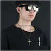 Pendant Necklaces Mens Nail Cross Fashion Stainless Steel Link Chain Necklace Black Rose Gold Sier Punk Style Hip Hop Jewelry For Wo Dh3Tb