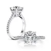 AINUOSHI 3-каратное обручальное кольцо круглой огранки для женщин, белое золото с покрытием из стерлингового серебра 925 пробы, юбилейное кольцо, обручальное кольцо Y20010636272O
