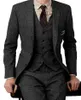 Abiti da uomo Blazer per uomo Disegni Abito in tweed marrone Vintage Inverno Formale Matrimonio Classico 3 pezzi