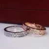 Full CZ Diamond Love Ring Titanium Steel Silver Men and Women Rings Gold Rings للعشاق زوجين المجوهرات Gift201l