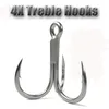 Fishing Hooks Big Game 4X #6-#5/0 Anti-Rust Treble Hook Super Sharp Triple Anchor Hooks For Sea Trolling Fishing Saltwater Lure Fishhooks 231204