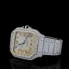 Bijoux glacés, montre en diamant, réglage manuel en acier inoxydable, montre Bustdown VVS Moissanite