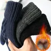 Fingerless Gloves Men's Warm Full Finger Winter Touchscreen Plus Fleece Woman Thickening Wool Knitted Cycling Driving 231204