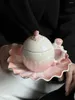 Koppar Saucers 230/390ml Pearl Creative Ceramic Coffee Cup and Plate Set Cute Girl Pink Mark High Beauty 2024 Edition Dish Set