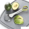 Frutas vegetais ferramentas 2-em-1 abacate slicer shea corer manteiga descascador cortador pp separador faca de plástico acessório de cozinha drop entrega dhvj2