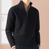 Erkek Sweaters Sonbahar Kış Kalın Örme Sökücü Erkekler Külükler Düz Renk Fermuar Mock Boyun İnce Uygun Örgü Günlük Adam