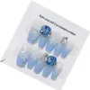 Falska naglar Emmabeauty Christmas Snowflake Sparkling Big Colorful Diamond Handmade Press On Nails Blue Handcrafted High Quality.No.24725 231204