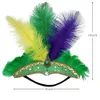 Fasce per capelli Carnevale Corona di cristallo Copricapo di piume per donne Show Girl Copricapo di piume Mardi Gras Accessori Fascia per capelli flapper anni '20 231204