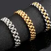 Goldenes Edelstahl-Herrenarmband für Männer, 10 mm breite Uhrenkette, Damen- und Damenarmbänder, ganze Jungenschmuck Accessor307E