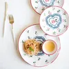 Ensembles de vaisselle, assiette de cuisson en céramique de Style japonais, vaisselle en poterie de cerise, plats occidentaux, assiettes de four de cuisson