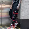 Erkekler Pantolon Y2K Joggers Erkekler İçin Kargo Sıradan Hip Hop Hit Renk Cep Erkek Pantolon Stretpants Street Giyim Şeritleri Teknoloji Siyah