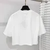 Kvinnors T-skjortor Kvinnkläder 2023 Summer P Family Small White Round Neck Letter Sequin Embroidery Short Casual Loose T-shirt Top Women