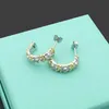 Womens Cross drilling earrings Studs Designer Jewelry C-shaped single row drill Studs Full Brand as Wedding Christmas Gift279T