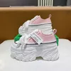 Height Increasing Shoes Women Hidden Heels Sneakers 8CM High Platform Wedges Sneakers Autumn Chunky Leather Shoes Woman Lace Up Dad White Shoes 231204