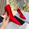 Scarpe eleganti con tacco rosso Designer Tacco alto Pompa di lusso Sandali con tacco a spillo da donna 9 cm Punta a punta sexy Moda Raso Scarpe da sera per feste Calzature di fabbrica Con scatola