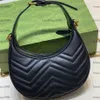 Äkta läder Half Moon Bag Designer Evening Bag Classic Women Handväskor Fashion Shoulder Bags Cross Body299y