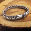 Chain Real Solid S925 Pure Silver Hand Woven Vintage Mighty Men Bangle Birthday Gift Personality Keel Bracelet 231204