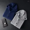 Maglioni da uomo Autunno Inverno Solid Sport Cardigan lavorato a maglia Causale Maglione con cappuccio allentato Cappotto da uomo Top Abbigliamento maschile