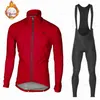 Cycling Jersey Sets Hiver thermique polaire cyclisme vêtements ensemble hommes manches longues Jersey costume en plein air équitation vélo bavoir pantalon Cycl vêtements 231204