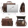 Briefcases CONTACT'S Business Men Briefcase Crazy Horse Leather Shoulder Messenger Bags Luxury Brand Latop Bag for 15.6 inch Tote Handbags 231204