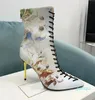 Sexy holle veterversiering achter Zip Fashion Boots luxe designer jacquard Ankle Boo voor dames