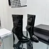 Top Rindslederstiefel, Zehenhöhe 10,5 cm, High Heels, Stiefeletten, verzierter Reißverschluss, modischer Stretchstiefel, Luxusdesigner für Damenschuhe, Fabrikschuhe, Größe 35–42, mit Box