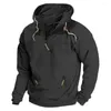 Herren Hoodies Reißverschluss Ausschnitt Herren Kapuzenpullover Sweatshirt mit Taschen für Herbst Winter Workout Sport Solid Gym