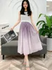 Jupes Tigena esthétique dégradé midi jupe longue pour les femmes 2023 été coréen élégant une ligne taille haute plissée mi-longue femme