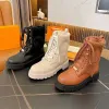 Shoes winter wool boots designer SHoes Winter Coarse heel flamingos Love medal Desert boot Lace up lady Thick High heels size 35-41