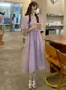 Robes décontractées Femmes Manches bouffantes Princesse Tempérament doux Mode Ulzzang A-ligne Été Simple Dames Ins Style coréen Classique
