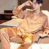 Men's Sleepwear Summer Ice Silk Men Pajamas Women Lace Trim Robe Sets Home Service Suit Casual Couples Nightwear