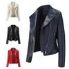 Женская кожаная мягкая мотоциклетная куртка на молнии для женщин, тонкие байкерские пальто, женская уличная одежда с отложным воротником, осенняя верхняя одежда из искусственной кожи 3XL