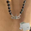 Collana di gioielli firmati Collana di diamanti pieni di diamanti a strato singolo in cristallo nero Collana con colletto a vento scuro punk per uomini e donne172i