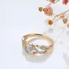 Cluster Rings Kinel 585 Rose Gold Silver Color Mix Vintage Flowers For Women Fashion Natural Zircon Accessories Daily Fine Jewelry