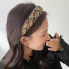 Nytt mode hårband för kvinnor bred sida rutig turban vinter bred sida svampade huvudkläder casaul hårtillbehör