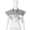 Women's Blouses Felyn 2023 Arrival Blouse Solid Sparkly Turn-down Collar Sexy Shirt Tops