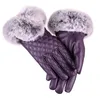 Fingerlösa handskar mode kvinnor varmt tjockt läder vinter eleganta damer märke mantens fri storlek med kanin päls kvinnlig 231204