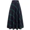 Jupes printemps femmes taille haute élastique Vintage Plaid vérifier automne décontracté fête a-ligne Maxi jupe femme plissée Faldas