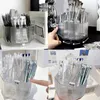 Jewelry Pouches 360° Rotating Makeup Organizer Spinning Brush Holder With 5 Slot Cosmetic Display Case Skin Care Trar (Clear)