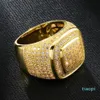 Spersonalizowana biżuteria Złote Białe złoto Plane męskie diament mrożony mrożony mężczyzna Pierścionki zaręczynowe ślub Square Pinky Pierścień dla mężczyzn Prezenty dla 225L