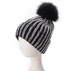 Berets Lawliet Wintermützen Kunstpelz Pom Strass Bling Stil Frauen Beanies Hochwertige warme gestrickte Schädelkappe A9 231204