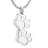 Pet Paw Urn Halsband för aska rostfritt stålhänge Keepsake Memorial Cremation Jewelry324b