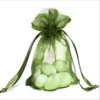 Green Organza Gift Bags 7x9cm 9x12cm 12x17cm 15x20cm 20x30cm Jewelry Drawstring Pouches Wedding Birthday Party Favors Holders1988