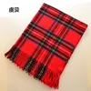 Scarves Faux cashmere shawl winter red plaid blanket tassel scarf cape warm pashmina unisex acrylic scarves men or women christmas gifts 231204