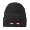 Bonnets chapeau en laine brodé yeux de Clown effrayants chapeaux tricotés couverture chaude casquette d'halloween hip-hop