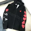 High quality Designer Cdgs Classic Hoodie Fashion Play little Red Peach Heart Printed Mens And Womens Hooded zipper Sweater Coat play hoodie s-3xl