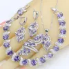 Dubai smycken set för kvinnor bröllop lila ametist halsband hängande örhängen ring armband presentförpackning 220725297q
