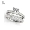 Fedi nuziali LESF Anello di fidanzamento con diamanti taglio principessa da 1,2 ct Set per gioielli da donna Fedi nuziali in argento sterling 925 231202
